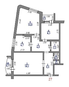 3 комнатная квартира
