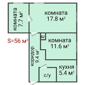 Трехкомнатная квартира. Затоболовка.
