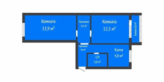 2 х комнатная квартира КЖБИ с ремонтом