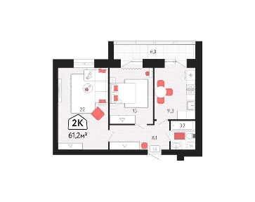 2-комнатная квартира в новом ЖК