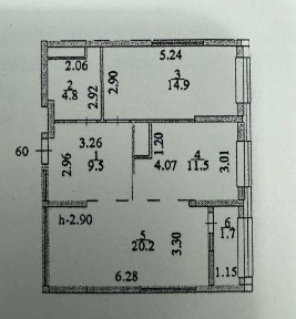 Продам 2 х ком квартиру