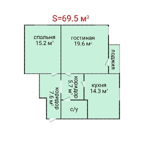 Двухкомнатная квартира. Маяковского.