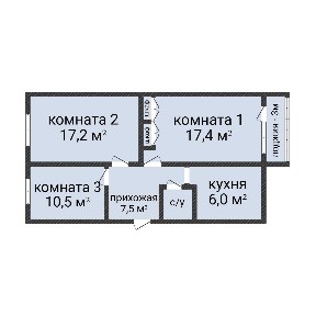 3-комнатная кв. в районе КЖБИ