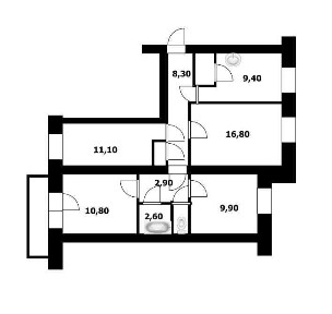 В продаже 4-комнатная квартира.