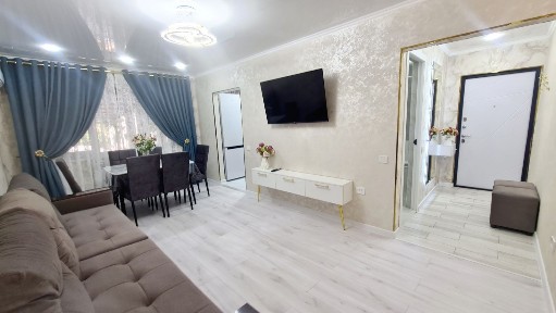 Продам с ремонтом и техникой кв Айбергенова 1Б. Шымкент